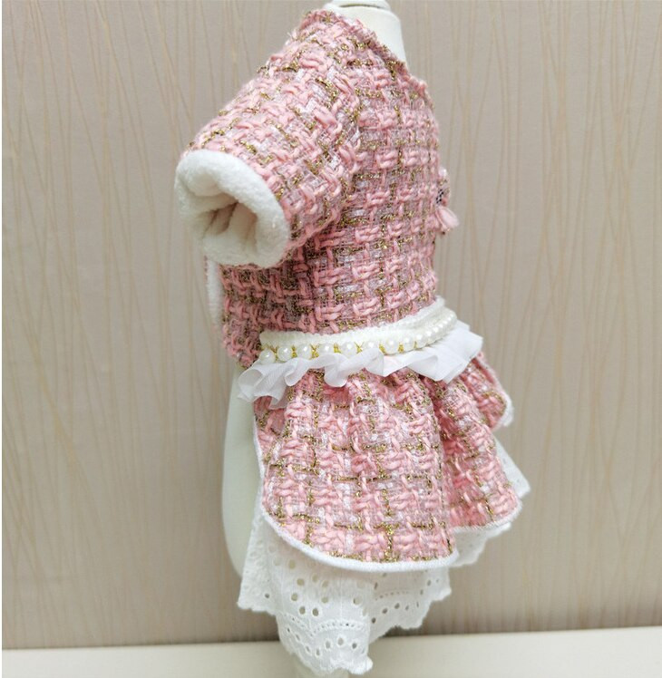 Sügis- ja talvetalv 2020 uus moebränd väike aroomipalee luksuslikud lemmikloomariided, roosa seelik, koeramüts, küüliku kõrvavillane klamber c