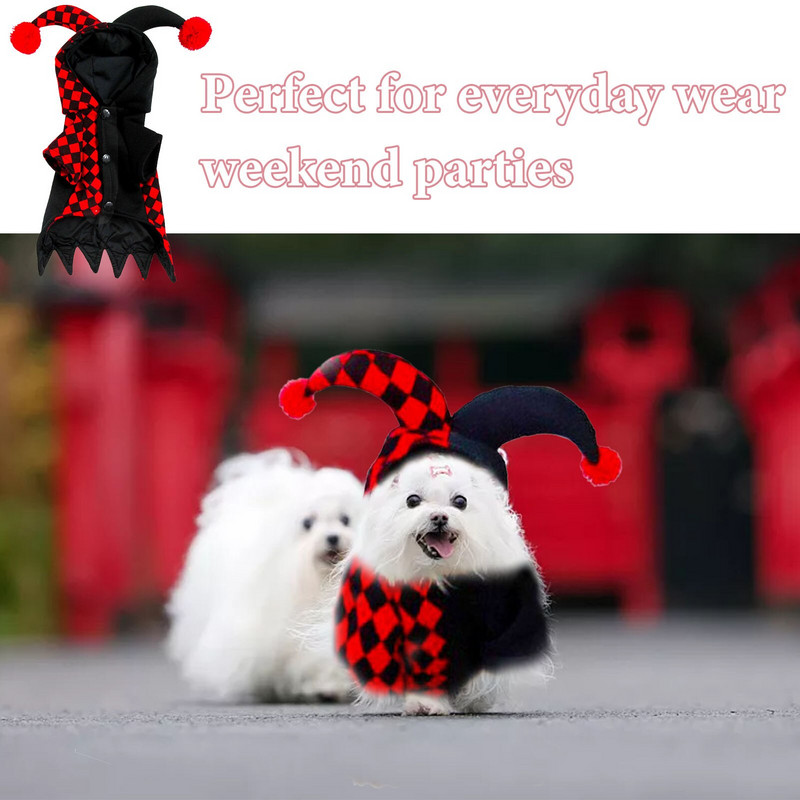 Halloweenske oblečenie pre domáce zvieratá, klaun, plyšový roztomilý klaun, Joker, kostým pre psa, Joker, kostým pre roztomilého psa a mačku, vianočnú párty, cosplay