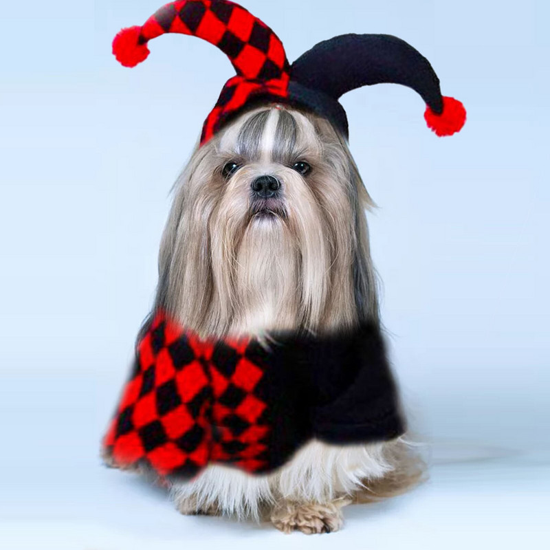 Halloweenske oblečenie pre domáce zvieratá, klaun, plyšový roztomilý klaun, Joker, kostým pre psa, Joker, kostým pre roztomilého psa a mačku, vianočnú párty, cosplay