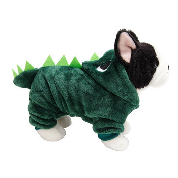 Dinosaur Dog Halloween Χριστουγεννιάτικη στολή με κουκούλα για κατοικίδια για μικρομεσαίους σκύλους Πράσινος σκύλος Χειμερινός ζεστός παλτό Ρούχα Προμήθειες για κατοικίδια