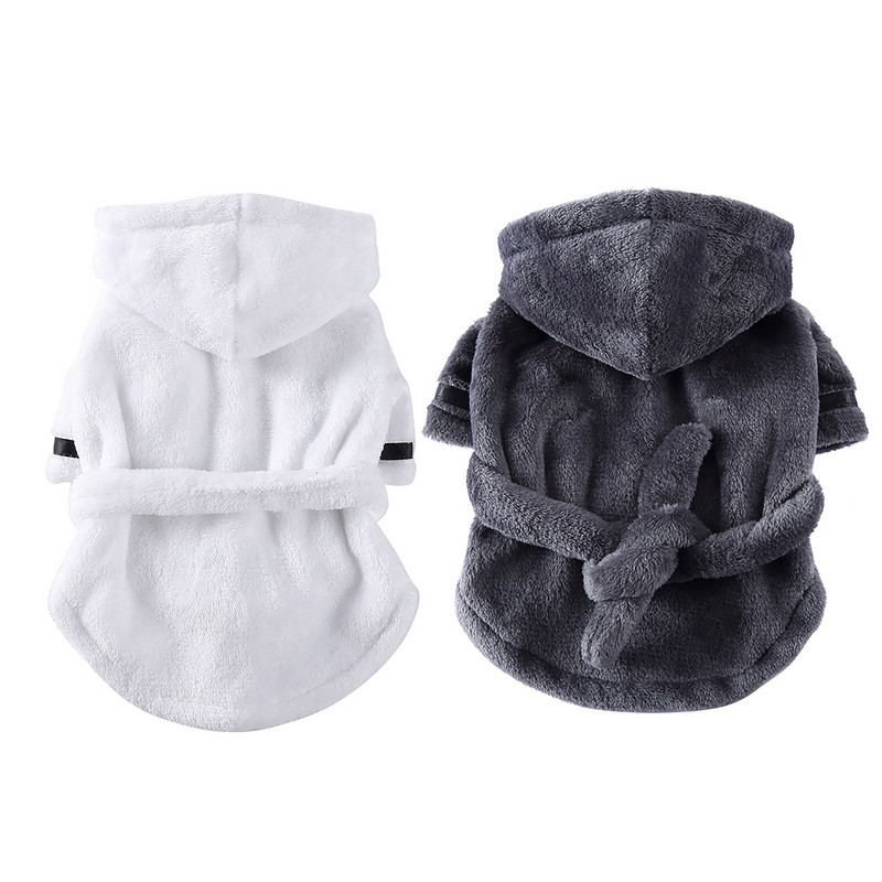 Poliesterio šunų chalatas, reguliuojamas diržas, rankovėmis, mažų šunų miegojimo apranga Patogus minkštas lengvas namų apranga