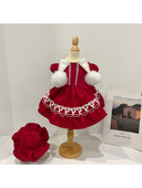 Lemmikkoer Kass Sügis ja talvine uusaasta soe armas punane vibu Korea stiilis retro, printsessi seelik