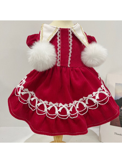 Lemmikkoer Kass Sügis ja talvine uusaasta soe armas punane vibu Korea stiilis retro, printsessi seelik