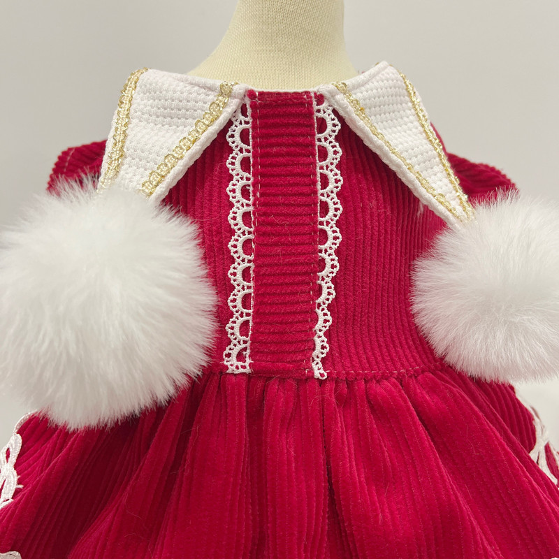 Lemmikkoer Kass Sügis ja talvine uusaasta soe armas punane vibu Korea stiilis retro, printsessi seelik