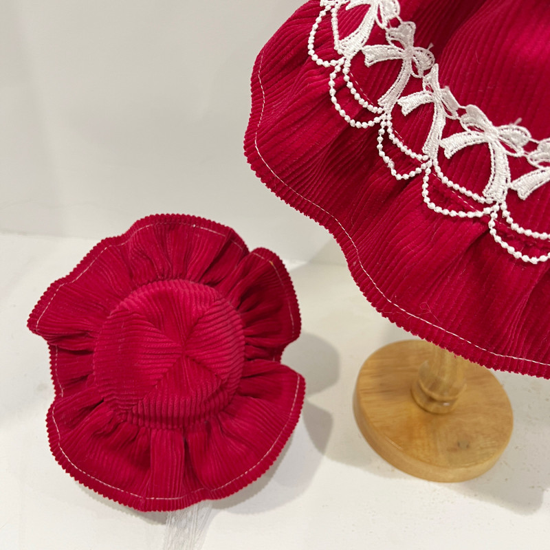 Lemmikkoer Kass Sügis ja talvine uusaasta soe armas punane vibu Korea stiilis retro, printsessi seelik