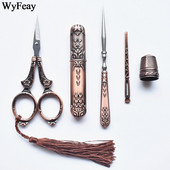 Retro žirklių rinkinys Išskirtinės vintažinės žirklės + adatos laikymo vamzdelis + yla + sriegis + antpirštis, siuvinėjimas, siuvimo žirklės, siuvimo reikmenys