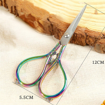 Freză de cusut retro Foarfece de epocă Broderie țesătură cu punct de cruce Mic pentru îngrijire aur roz, cusături, fire, foarfece