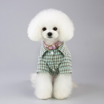 Pet Dog Ανοιξιάτικα/Καλοκαιρινά Ρούχα Κουτάβι καρό Jumpsuit Βαμβακερές πιτζάμες υφασμάτινη στολή για μικρό σκύλο DC711