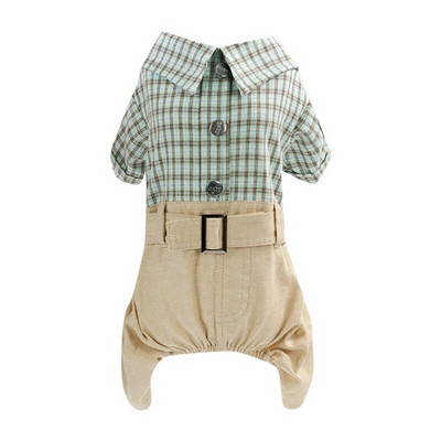 Pet Dog Haine de primăvară/vară Cățeluș în carouri Salopetă din bumbac Pijamale Costum din pânză Costum pentru câine de talie mică DC711