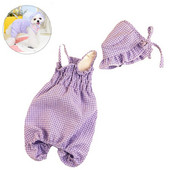 Haine pentru animale de companie, primăvară, vară, pisică, câine, salopetă, cu pălărie, set drăguț, pisicuță, cățeluș, îmbrăcăminte în carouri