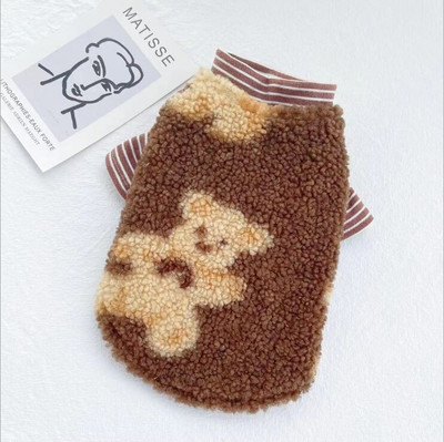 Kuum müük Armas sügis ja talv pluss sametise ja paksu karu mustriga koera vest koos põhjasärgi komplektiga lemmikloomariided