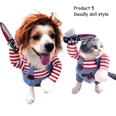 Halloween Pet Dog Cosplay Jazdecký outfit Párty Cosplay Oblečenie Vtipné Vianočné Psie Kostýmy Festival Mačka Pes Fotografické Rekvizity S~XL