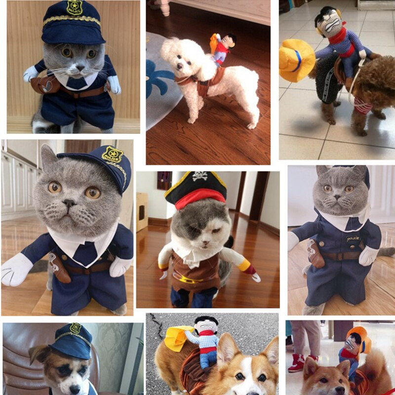 Halloween Pet Dog Cosplay Jazdecký outfit Párty Cosplay Oblečenie Vtipné Vianočné Psie Kostýmy Festival Mačka Pes Fotografické Rekvizity S~XL