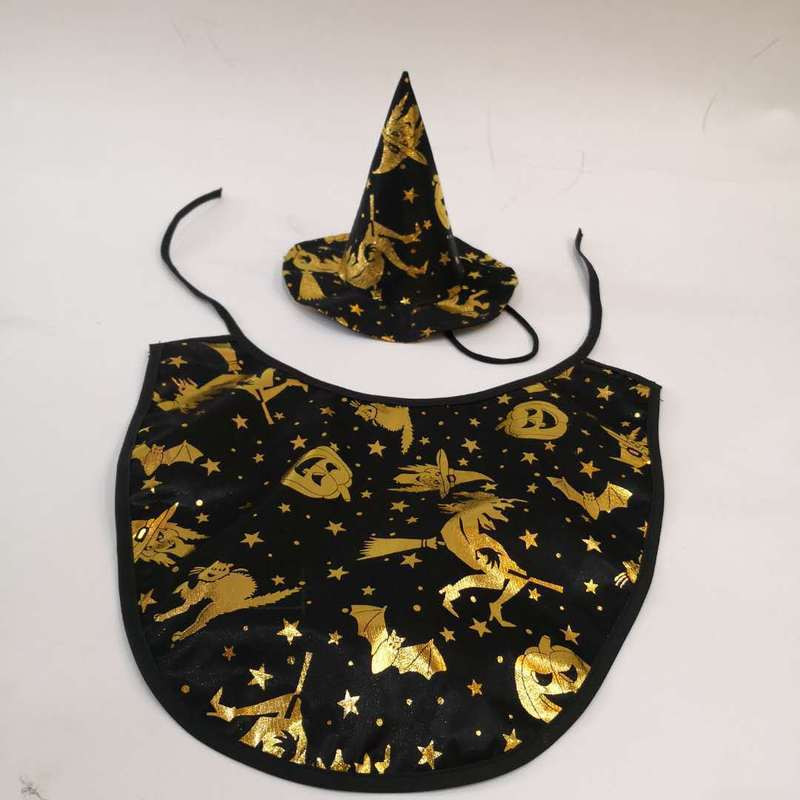 Klobúk pre domáce zvieratá, pes, halloweensky magický klobúk a oblečenie, tekvicový klobúk, šál pre psa, klobúk, oblek, 2 sady/veľa