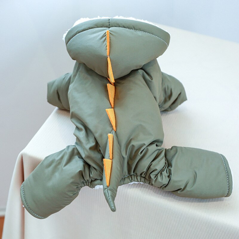 Zahusťovacie overaly pre domáce zvieratá, psov a mačky, zimné oblečenie s kapucňou, teplé, roztomilé, vtipné, dinosaurie, šteniatka, kostýmy, mačka, bavlnená bunda, overaly pre domáce zvieratá