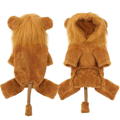 Madingi žieminiai šunų drabužiai Kūrybiški naminiai šunys Cosplay Liūto kostiumas su gobtuvu, šiltas šuniukas Komiški kostiumai vakarėliui šventės šunų rinkiniai