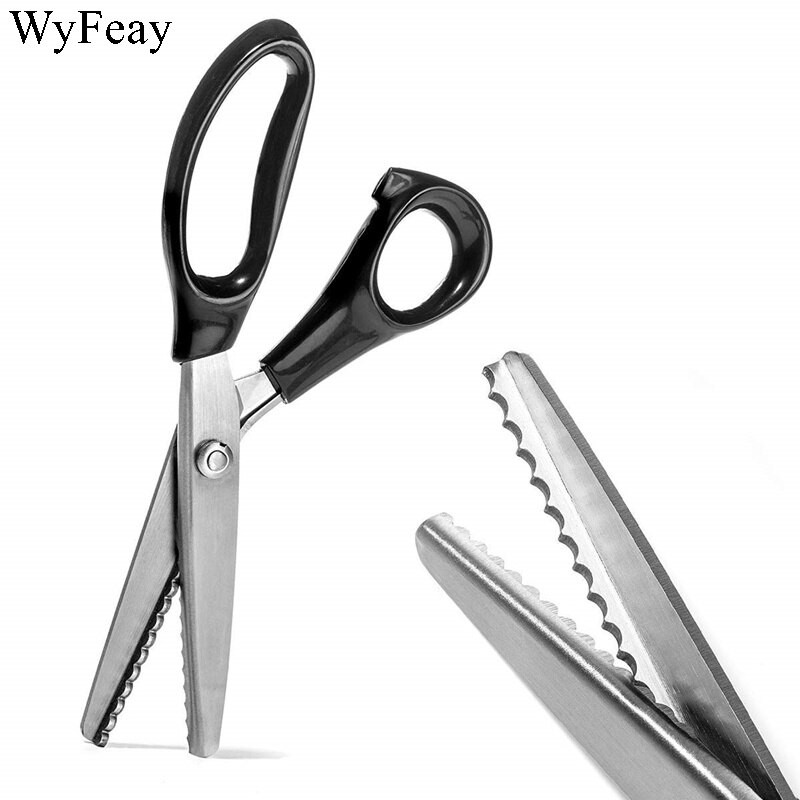 23,5 cm rausvos nerūdijančio plieno siuvimo žirklės su dantytomis šukuotomis profesionaliomis siuvimo siuvimo zig-zag audinio žirklės