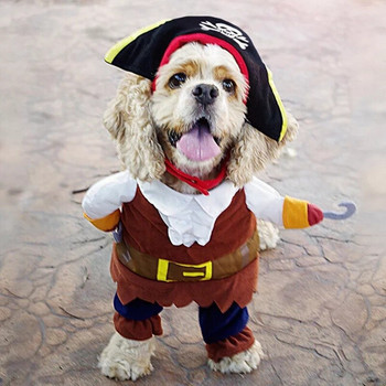 Забавни костюми за домашни кучета за Хелоуин Пиратски костюм Косплей дрехи за малки средни кучета Котки Чихуахуа Облекло за кученца Продукт за домашни любимци Нов