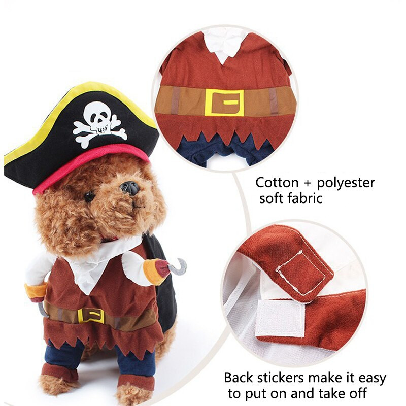 Αστείες αποκριάτικες στολές σκυλιών κατοικίδιων ζώων Κοστούμι πειρατών Ρούχα Cosplay για μικρούς μεσαίους σκύλους Γάτες Τσιουάουα Ρούχα για κουτάβια κατοικίδια Προϊόν Νέο
