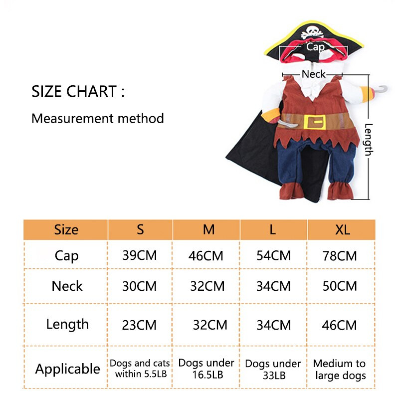 Αστείες αποκριάτικες στολές σκυλιών κατοικίδιων ζώων Κοστούμι πειρατών Ρούχα Cosplay για μικρούς μεσαίους σκύλους Γάτες Τσιουάουα Ρούχα για κουτάβια κατοικίδια Προϊόν Νέο