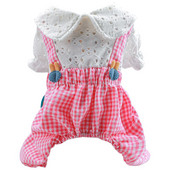 Haine pentru câini Salopete în carouri Salopete potrivite pentru câini de talie mică Cățeluș Animal de companie Pisică Toate anotimpurile Costum drăguț pentru animale de companie Haina pentru animale de companie