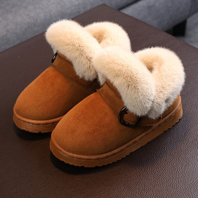 Modes bērnu zābaki ar dūnu un sprādzi meitenēm