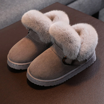 Modes bērnu zābaki ar dūnu un sprādzi meitenēm