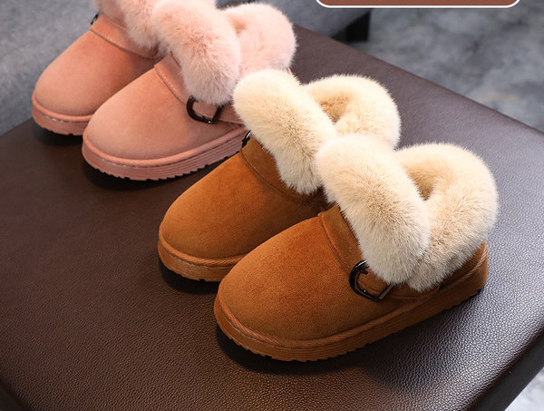 Modes bērnu zābaki ar dūnu un sprādzi meitenēm