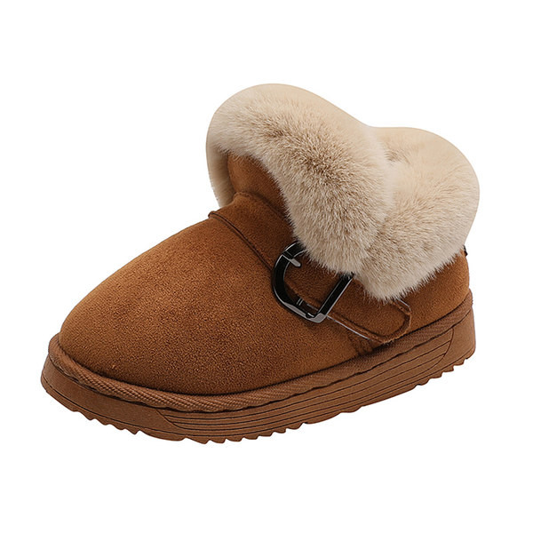 Modes bērnu zābaki ar dūnu un sprādzi meitenēm