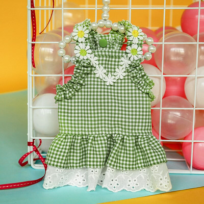 Lamb Down Summer Thin Style Dog Cat Ροζ καρό φούστα Φόρεμα για κατοικίδια Μικρά ρούχα Μικρά ρούχα για σκύλους Ρούχα για κατοικίδια