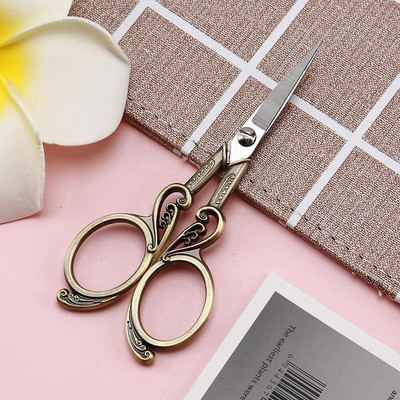 Foarfece de epocă din oțel inoxidabil Foarfece de cusut retro pentru tăiere țesături Broderie Croitor Foarfecă Instrumente pentru ață Foarfece