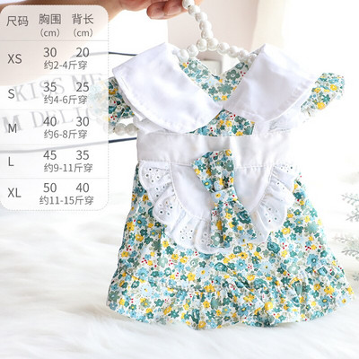 Letné tenké šaty pre psov, veľkoobchodné šaty s mačacími princeznovskými šatami, britské kvetinové oblečenie pre psov, roztomilé oblečenie pre domáce zvieratá