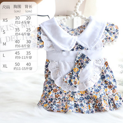 Letné tenké šaty pre psov, veľkoobchodné šaty s mačacími princeznovskými šatami, britské kvetinové oblečenie pre psov, roztomilé oblečenie pre domáce zvieratá