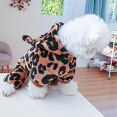 Armas kostüüm Leopard Lemmiklooma kostüüm Loomade kapuuts, soe riietus riidest leopardi teemaline koer Halloweeni uusaasta kostüüm Y5GB