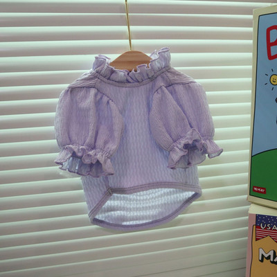 MPK New Series Dog Summer Lightweight Ice Silk Puff Maneca Printesa Rochie Maneca scurta Metoda potrivita si pentru pisica