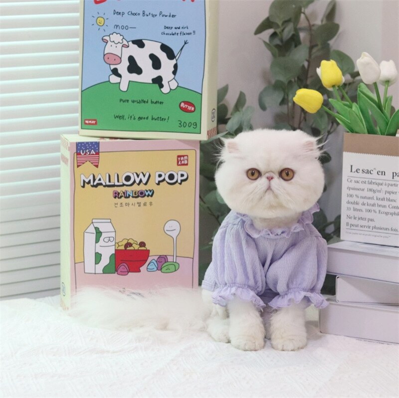 MPK New Series Dog Summer Lightweight Ice Silk Puff Maneca Printesa Rochie Maneca scurta Metoda potrivita si pentru pisica