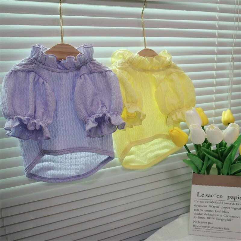 MPK New Series Dog Summer Lightweight Ice Silk Puff Maneca Printesa Rochie Maneca scurta Metoda potrivita si pentru pisica