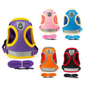 Каишки за домашни кучета Жилетка за гърди Комплекти колани Регулируема каишка със светлоотразителна жилетка за средно малко куче разходка на открито