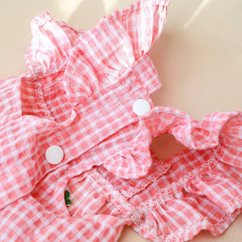 Летни дрехи за кучета Бродерия Cherry Princess Dress Риза с летящи ръкави Пола за малки малки животни Hiromi Bichon Pet Dresses