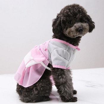 Pet κινέζικο στυλ Hanfu φούστα τσάντα τσάντα σιφόν φόρεμα σκύλου με δύο πόδια Ρούχα για κουτάβι Ανοιξιάτικα φορέματα για κατοικίδια