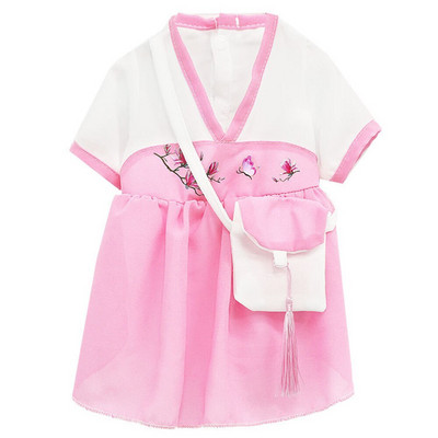 Домашни любимци Китайски стил Ханфу пола Чанта чанта Шифон Котка Куче Рокля Дрехи с два крака Дрехи за кученца Пролетни рокли Стоки за домашни любимци