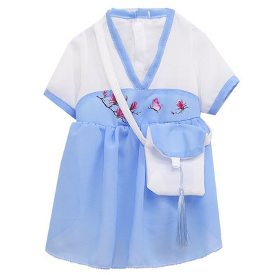 Домашни любимци Китайски стил Ханфу пола Чанта чанта Шифон Котка Куче Рокля Дрехи с два крака Дрехи за кученца Пролетни рокли Стоки за домашни любимци