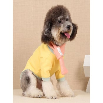 Ρούχα για σκύλους Macaron χρώμα που ταιριάζουν Μικρό σκυλί με μάλλινο κασκόλ Ρούχα δύο ποδιών