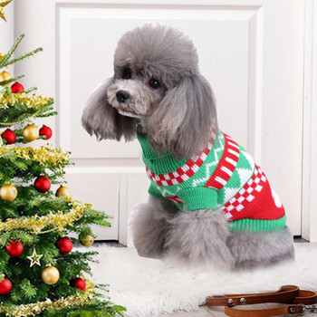 Коледен пуловер за домашни любимци Празнична Коледна снежинка Топли плетива за домашни любимци Елени Снежинка Щампа Зимни топли дрехи за малки кучета