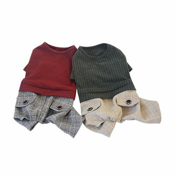 Ανοιξιάτικο/Φθινόπωρο Λεπτά ρούχα για κατοικίδια Βουργουνδία/Σκούρα Πράσινη Στολή Γαλλικών Μπουλντόγκ Casual πουκάμισο XS-XL Chihuahua