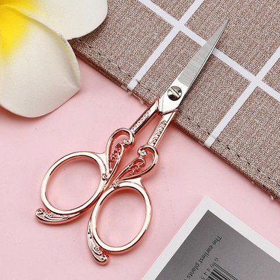 Oštre škare od nehrđajućeg čelika Printing Pink Mini DIY zanatske škare Rezanje tkanine Profesionalne šivaće škare Uredski pribor