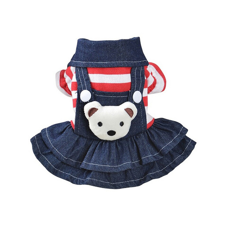 Uus Pet Dog Denim Kombinesoon Lemmiklooma triibulised püksid Armsad Karu Nelja jalaga püksid Koer Denim Teksad Kleit Kassi Kutsika Jope Väikesed Koera riided