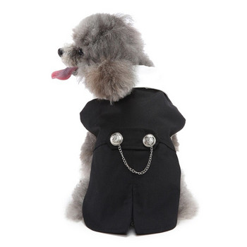 Ежедневен костюм за кучета на закрито на открито, костюм без ръкави, жилетка с ревери + папийонка с копчета в пачуърк