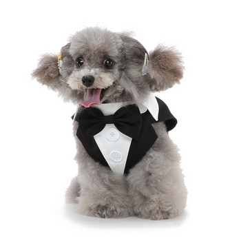 Εσωτερικό εξωτερικό κοστούμι για σκύλους casual αμάνικο γιλέκο πέτο + παπιγιόν με κουμπί