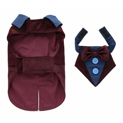 Ležerno odijelo za pse u zatvorenom, na otvorenom, odijelo bez rukava, prsluk na preklop + leptir mašna na gumbe
